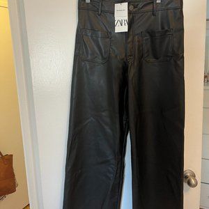 Marine Straight Faux Leather Pants